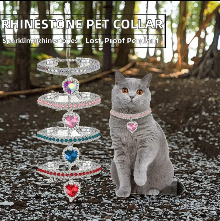 Rhinestone Pet Collar - Sparkling Heart Pendant