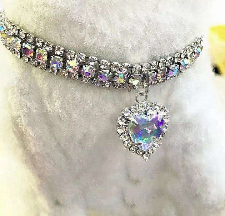 Rhinestone Pet Collar - Sparkling Heart Pendant