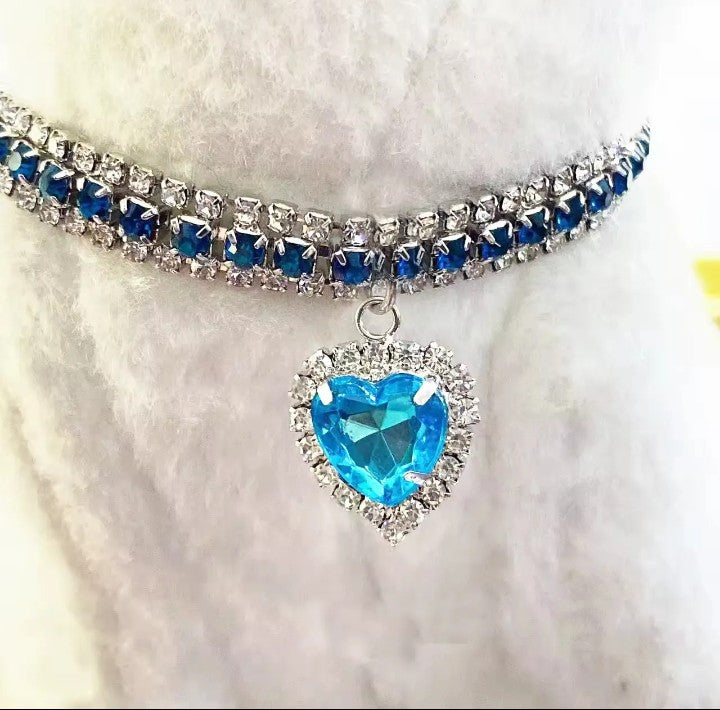 Rhinestone Pet Collar - Sparkling Heart Pendant