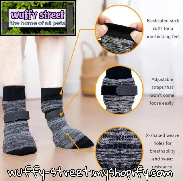 Anti-Slip Dog Socks with Adjustable Straps