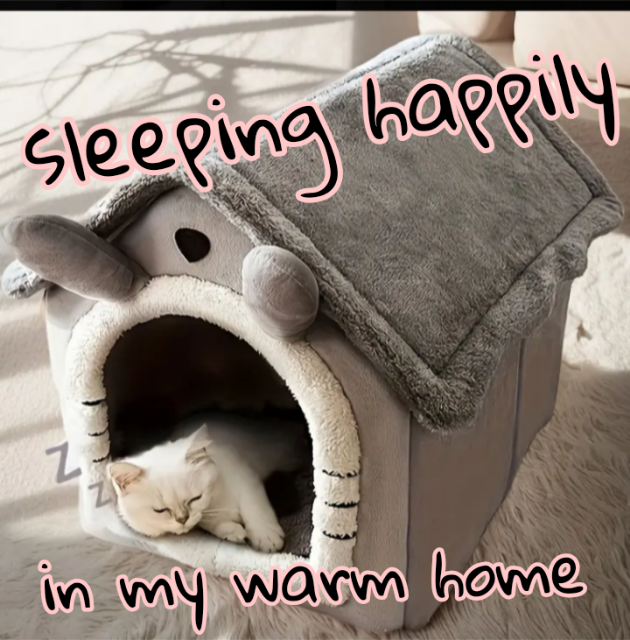 Wuffy Heated kitty House with Motion Sensor Night Light