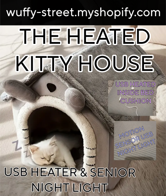 Wuffy Heated kitty House with Motion Sensor Night Light